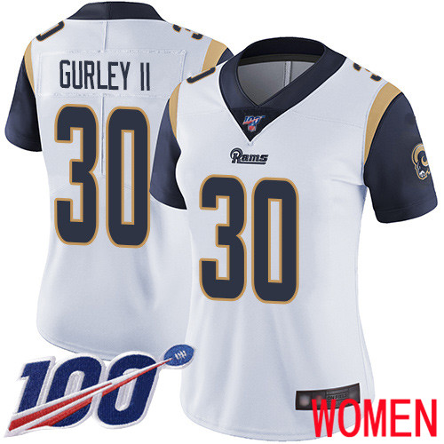 Los Angeles Rams Limited White Women Todd Gurley Road Jersey NFL Football #30 100th Season Vapor Untouchable